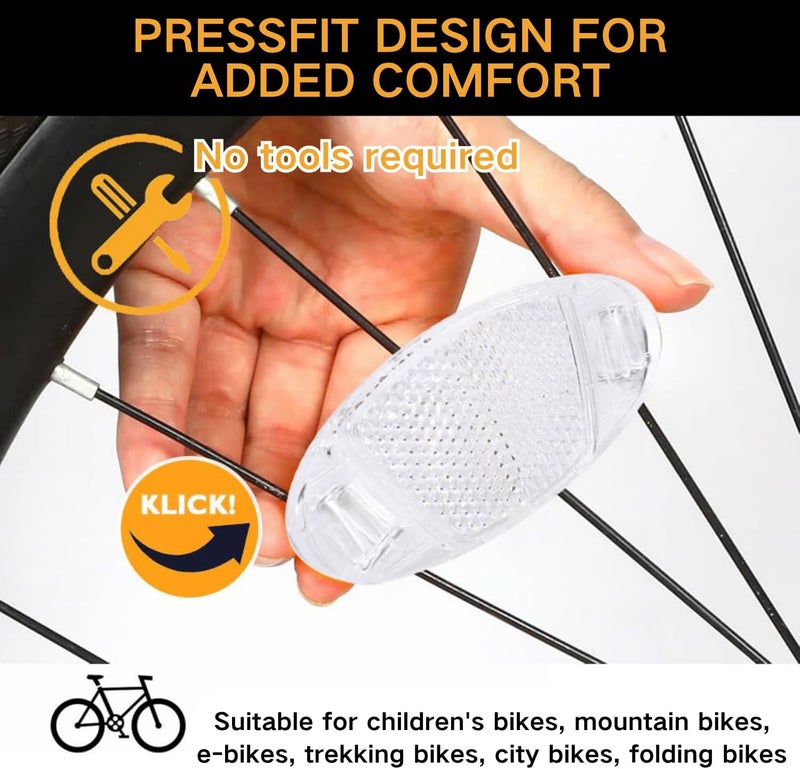 VICDUEKG Bike Front and Rear Reflectors, Bicycle Wheel Spoke Reflectors Kit, Mountain Bike Safety Warning Reflectors Accessories for Handlebar and Seatpost, Night Riding - Image 4